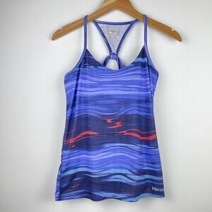 Marmot Solstice Blue Patterned Tank Top w/ Built In Bra - Size Medium